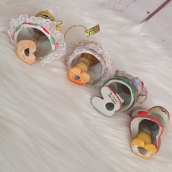 Vintage 70s Jasco Taiwan Porcelain Caring Critters Chimers Ornament Set of Four - Picture 10 of 16